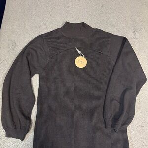 BiBi Black Ribbed Turtleneck Sweater Dress